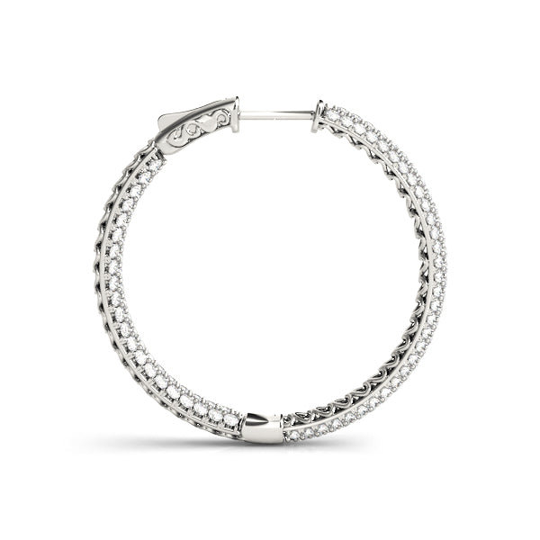 2.20 carat Round Diamond Micro-Pave Round Hoop earrings in and out set in 14K Gold - simonbjewels.co