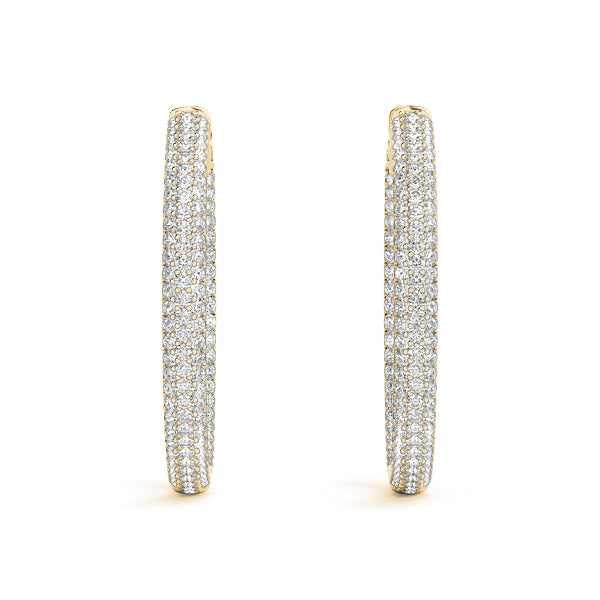 2.20 carat Round Diamond Micro-Pave Round Hoop earrings in and out set in 14K Gold - simonbjewels.co