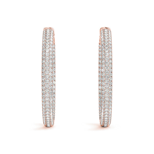 2.20 carat Round Diamond Micro-Pave Round Hoop earrings in and out set in 14K Gold - simonbjewels.co