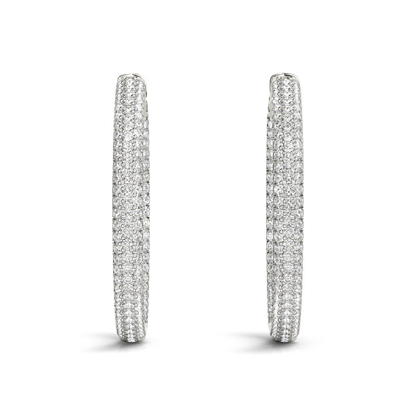 2.20 carat Round Diamond Micro-Pave Round Hoop earrings in and out set in 14K Gold - simonbjewels.co