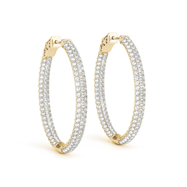 2.00 carat Round cut Diamond Round Pave Hoop earrings in and out 14K White Gold - simonbjewels.co