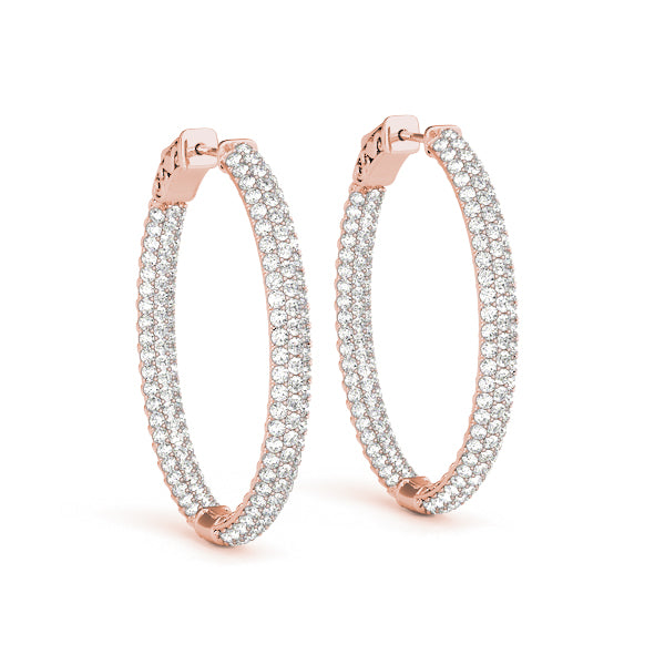 2.00 carat Round cut Diamond Round Pave Hoop earrings in and out 14K White Gold - simonbjewels.co