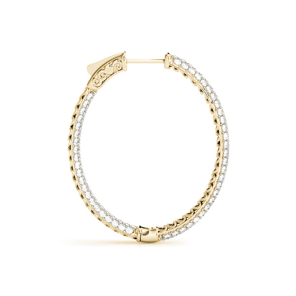 2.00 carat Round cut Diamond Round Pave Hoop earrings in and out 14K White Gold - simonbjewels.co