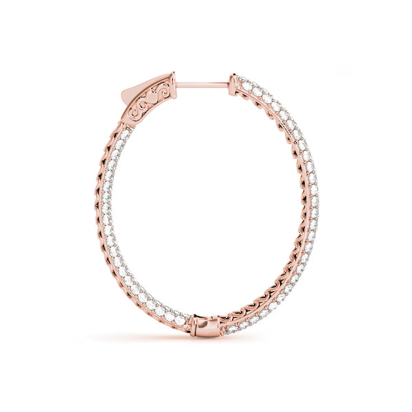 2.00 carat Round cut Diamond Round Pave Hoop earrings in and out 14K White Gold - simonbjewels.co