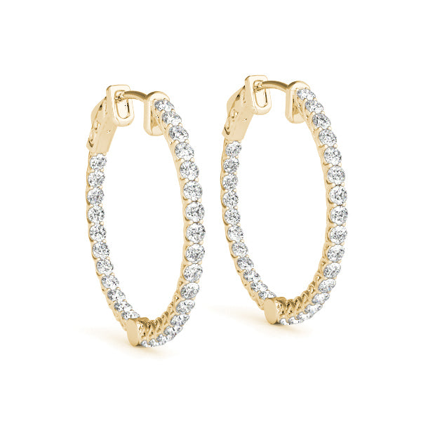 0.76 carat Round cut Diamond earrings in and out set in 14K White Gold - simonbjewels.co