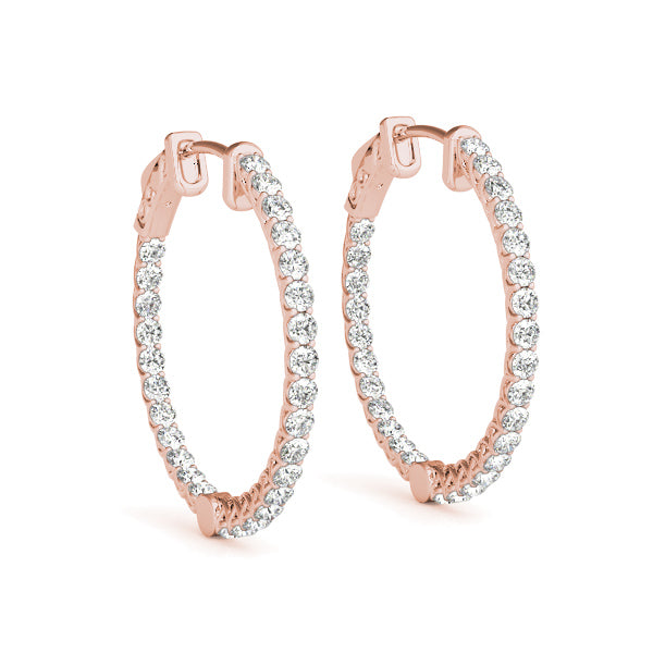 0.76 carat Round cut Diamond earrings in and out set in 14K White Gold - simonbjewels.co