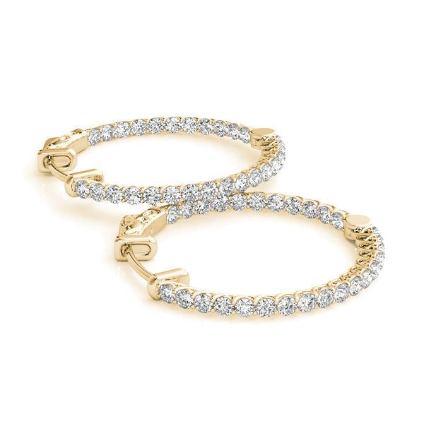 0.76 carat Round cut Diamond earrings in and out set in 14K White Gold - simonbjewels.co