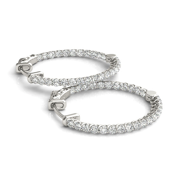 0.76 carat Round cut Diamond earrings in and out set in 14K White Gold - simonbjewels.co