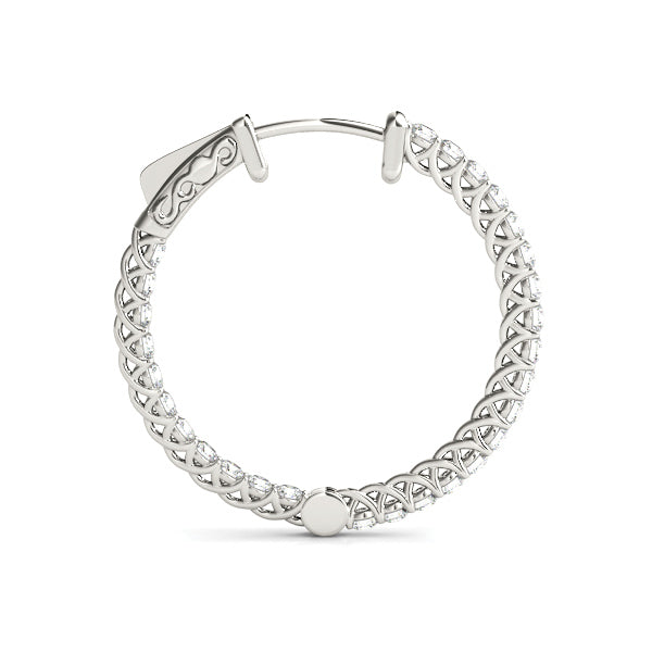 0.76 carat Round cut Diamond earrings in and out set in 14K White Gold - simonbjewels.co