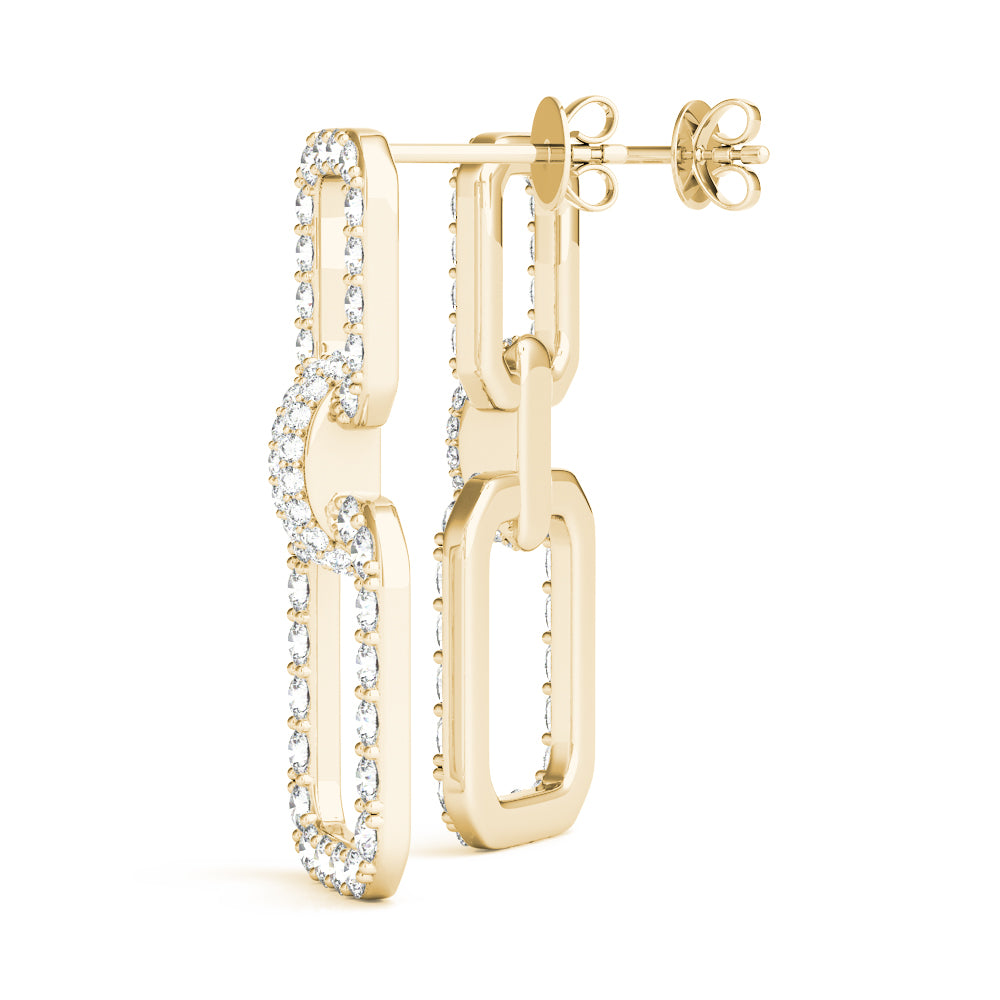 2.00 Carat F-VS Round Brilliant Micropave Square Link Earrings set in 14k gold - simonbjewels.co