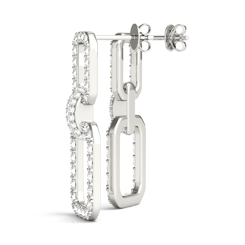 2.00 Carat F-VS Round Brilliant Micropave Square Link Earrings set in 14k gold - simonbjewels.co