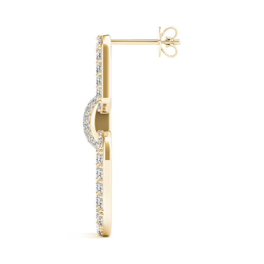 2.00 Carat F-VS Round Brilliant Micropave Square Link Earrings set in 14k gold - simonbjewels.co