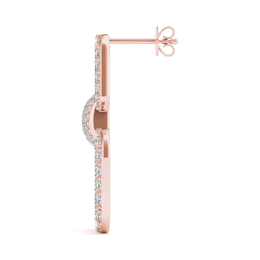 2.00 Carat F-VS Round Brilliant Micropave Square Link Earrings set in 14k gold - simonbjewels.co