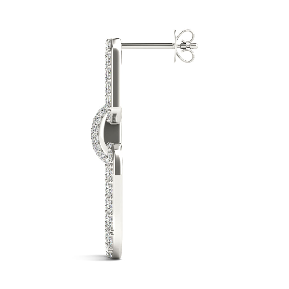 2.00 Carat F-VS Round Brilliant Micropave Square Link Earrings set in 14k gold - simonbjewels.co