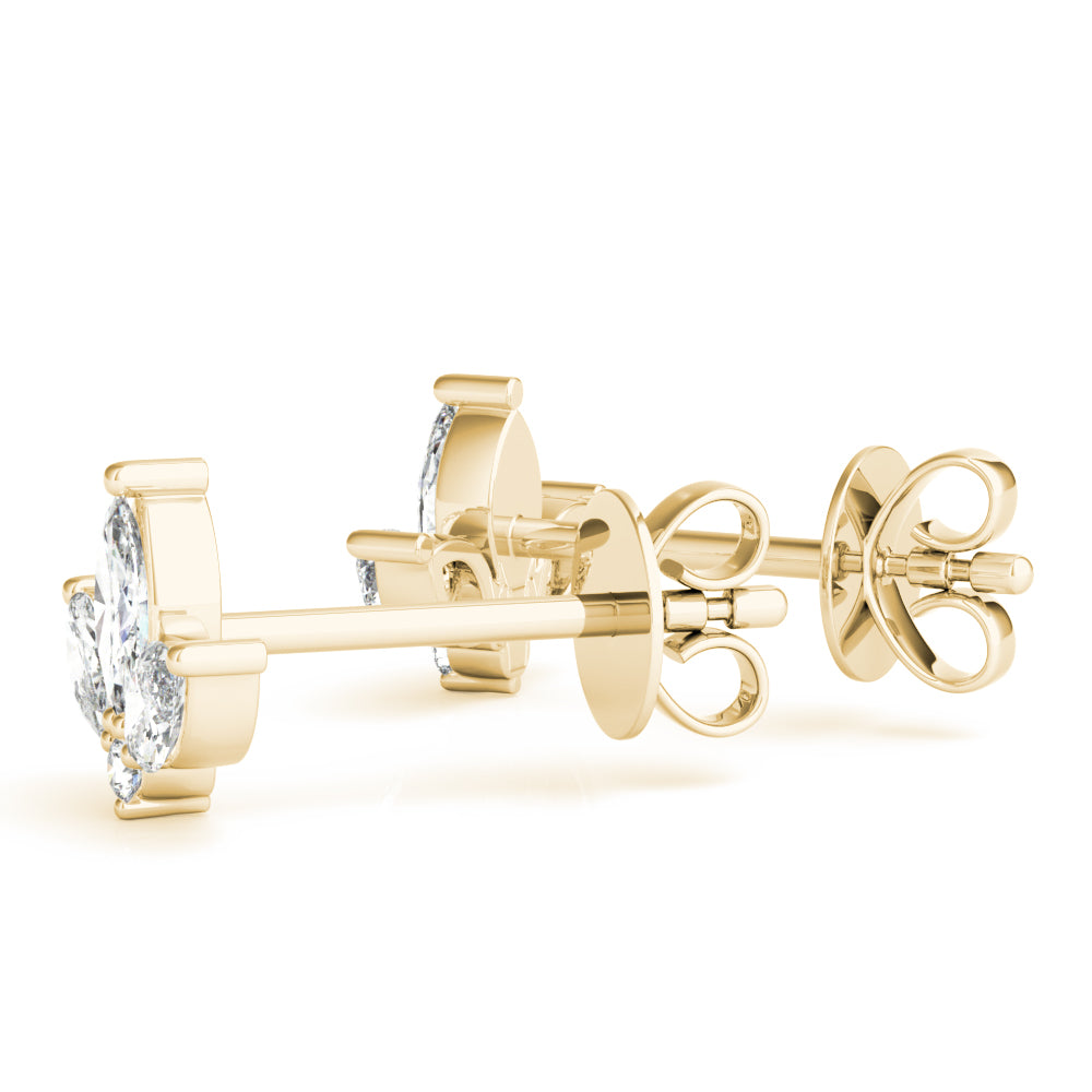 2.40 Carat Marquise shaped Diamond Flower Stud Earrings set in 14k Gold - simonbjewels.co