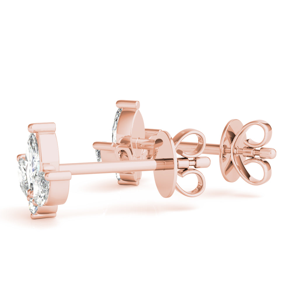 2.40 Carat Marquise shaped Diamond Flower Stud Earrings set in 14k Gold - simonbjewels.co
