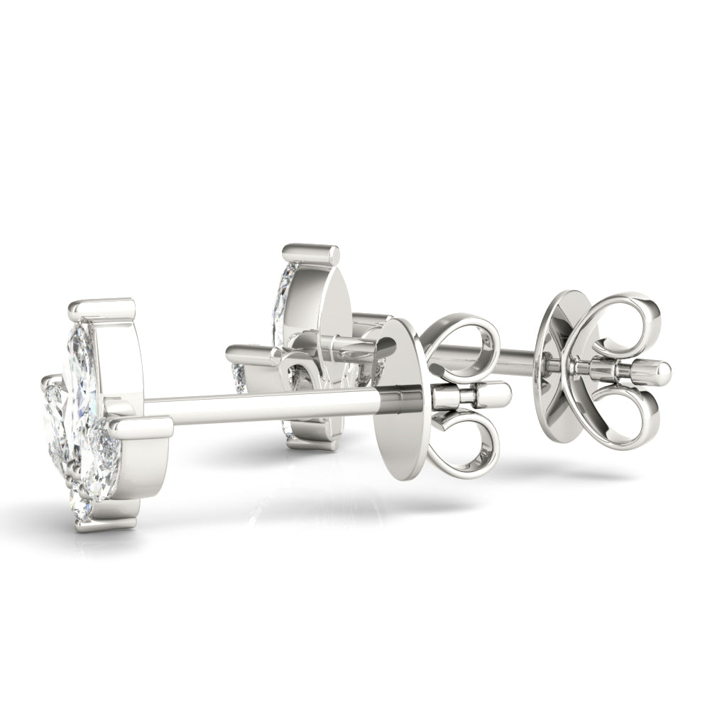 2.40 Carat Marquise shaped Diamond Flower Stud Earrings set in 14k Gold - simonbjewels.co