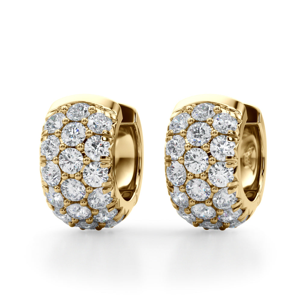 1.52 carat Round Diamond 3 Row Micro-Pave Huggie Hoop earrings set in 14K White Gold - simonbjewels.co