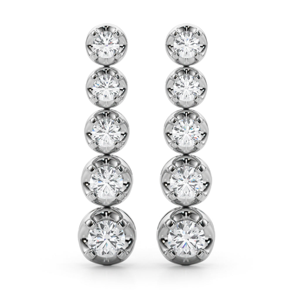 0.70 carat Round Diamond Tear Drop earrings set in 14K White Gold - simonbjewels.co