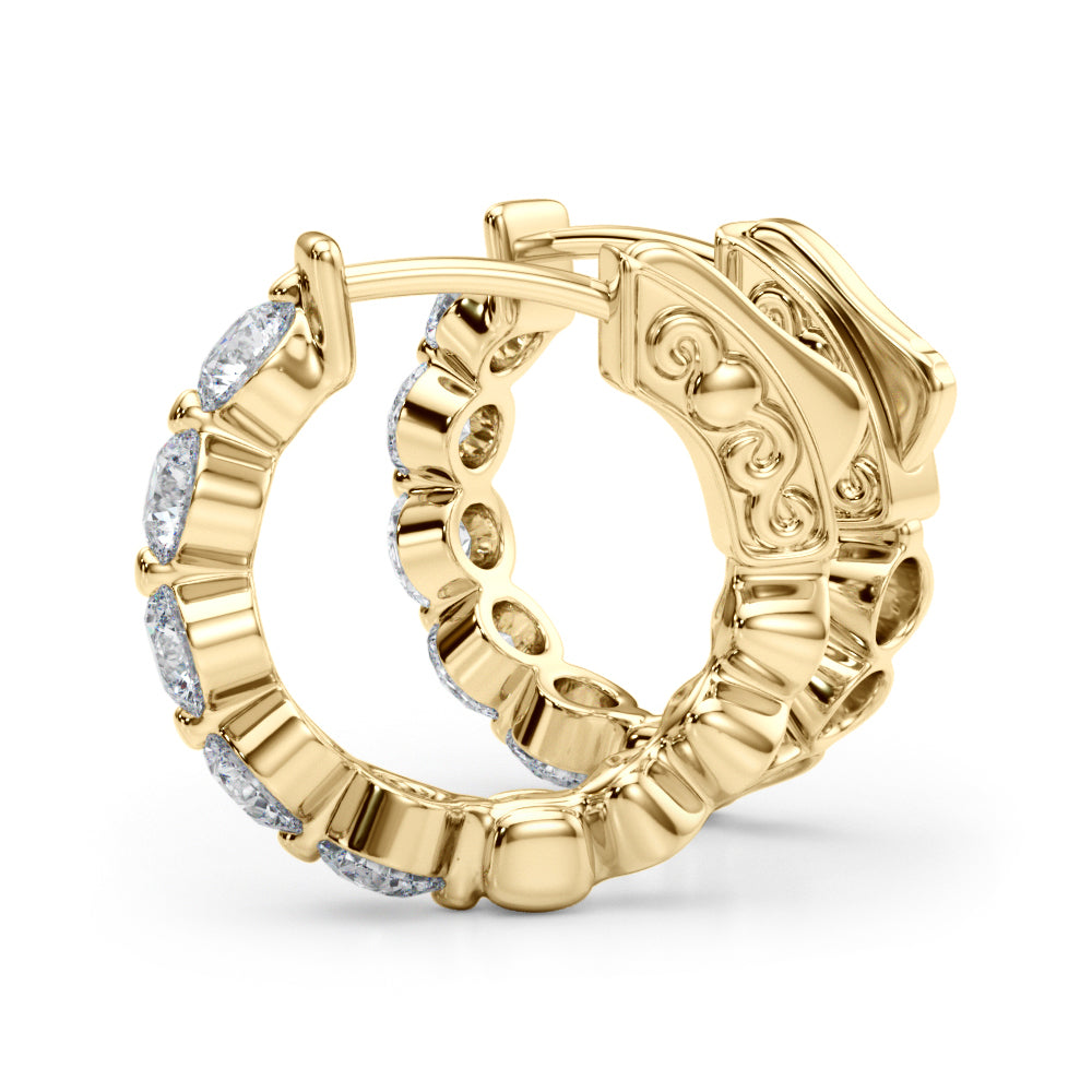 0.75 carat Round Diamond Huggie Hoop earrings set in 14K White Gold - simonbjewels.co