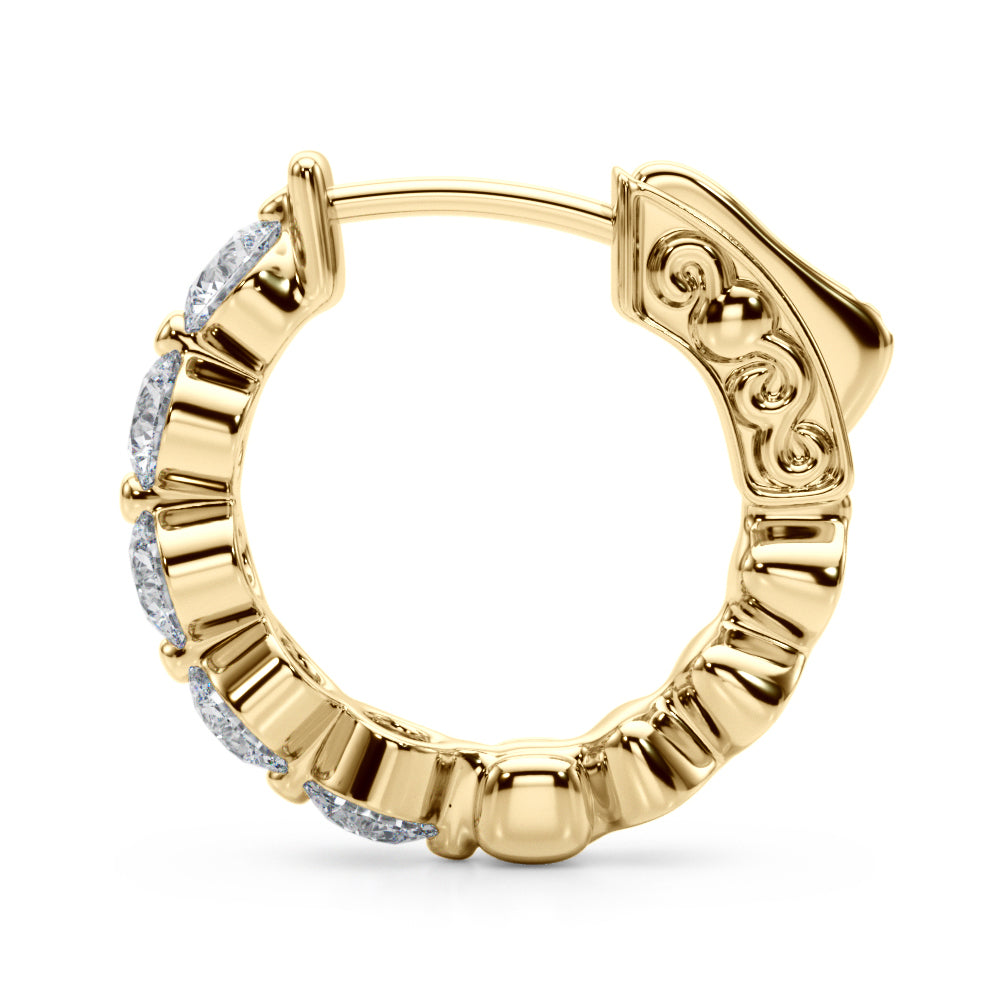 0.75 carat Round Diamond Huggie Hoop earrings set in 14K White Gold - simonbjewels.co