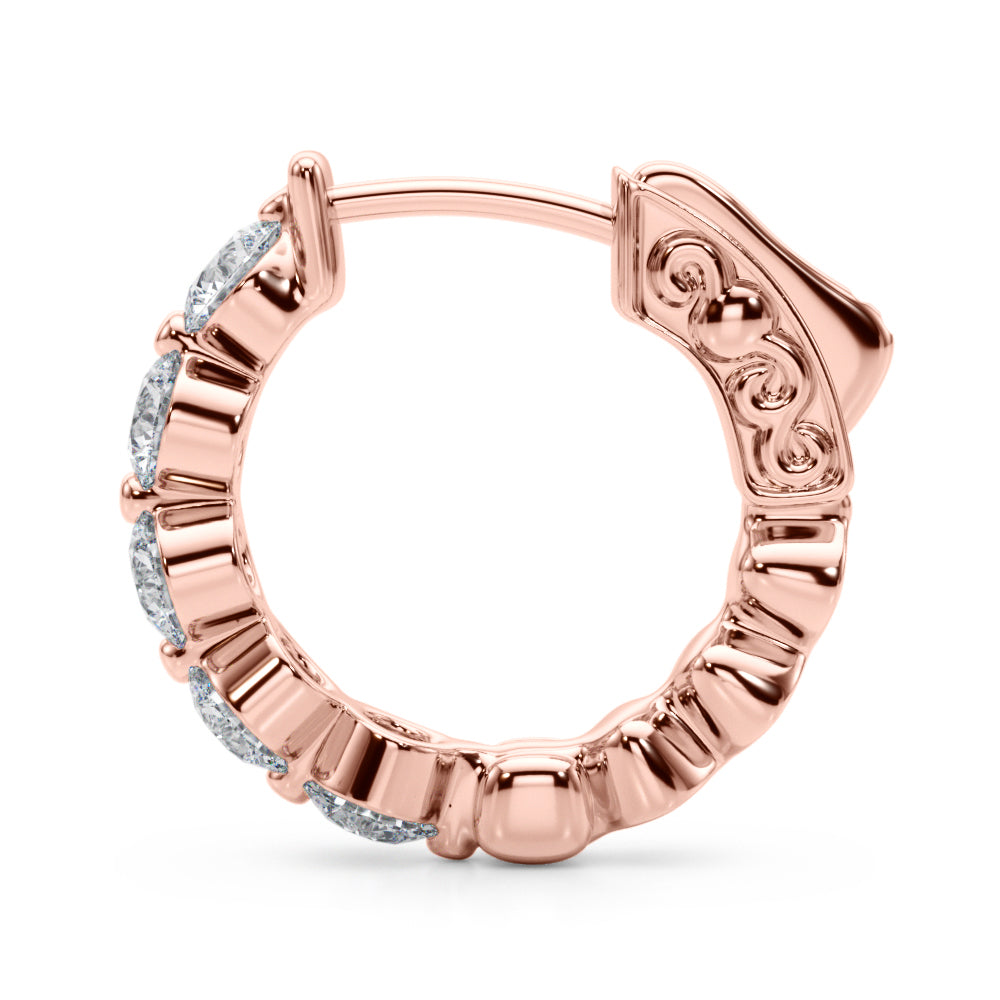 0.75 carat Round Diamond Huggie Hoop earrings set in 14K White Gold - simonbjewels.co