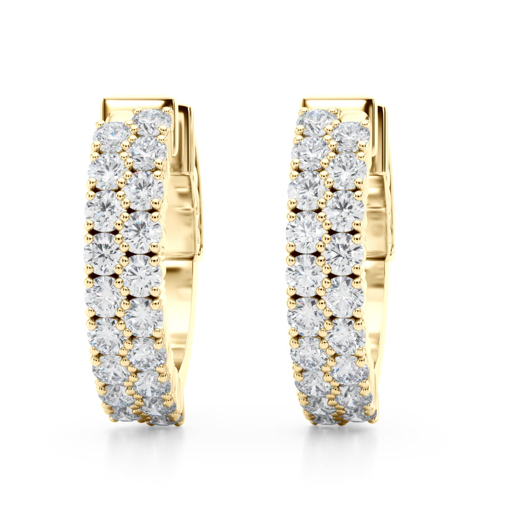 0.75 carat Round Diamond 2 -Row Huggie Hoop earrings set in 14K Gold - simonbjewels.co