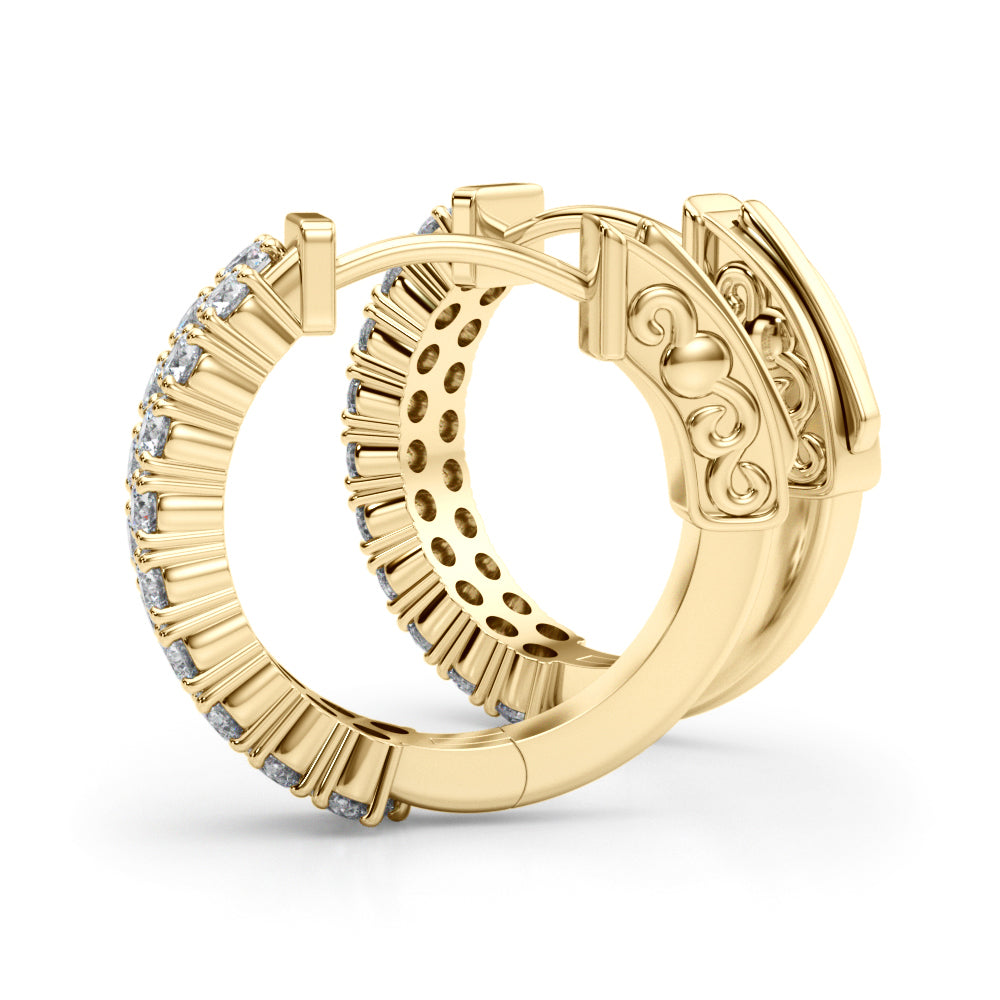 0.75 carat Round Diamond 2 -Row Huggie Hoop earrings set in 14K Gold - simonbjewels.co