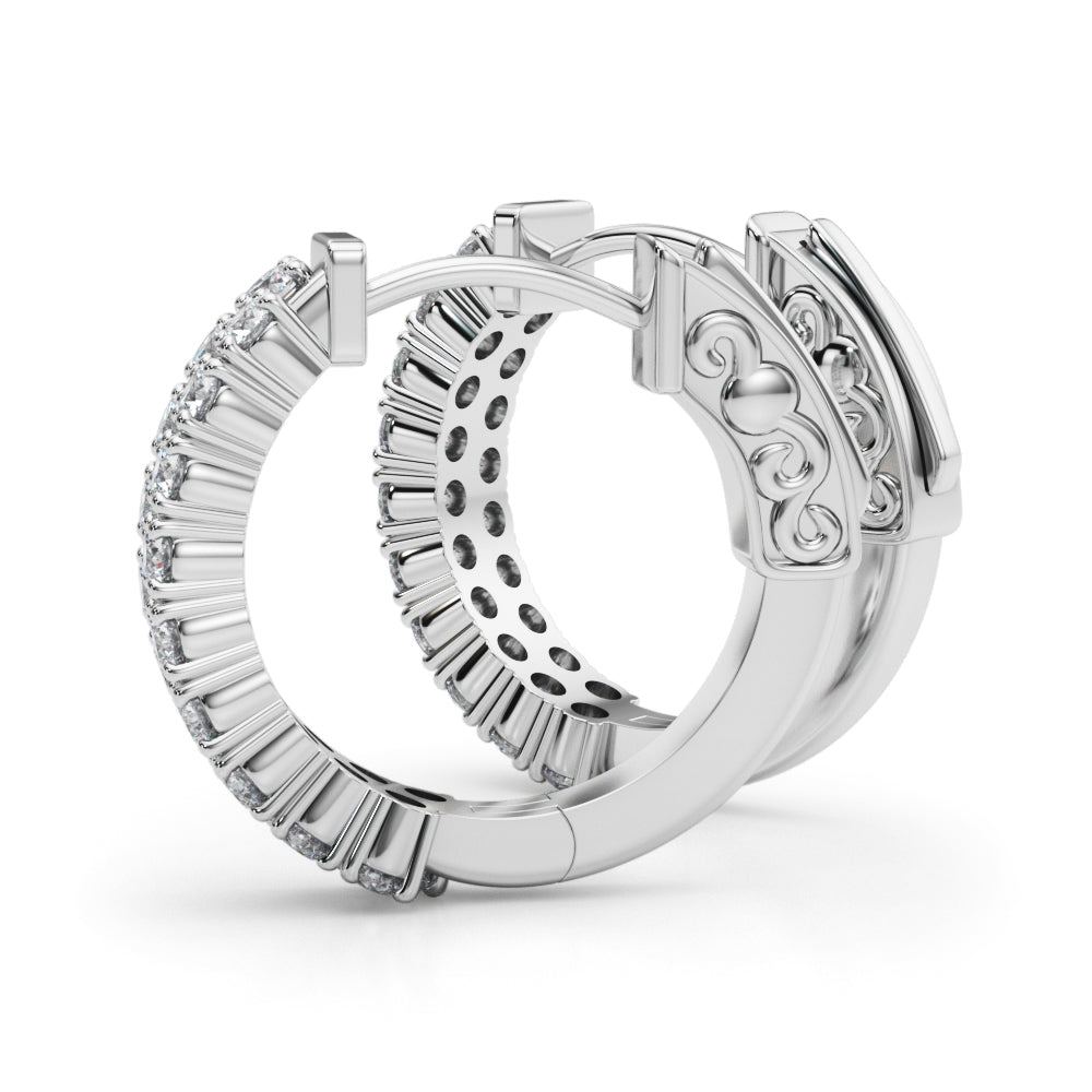 0.75 carat Round Diamond 2 -Row Huggie Hoop earrings set in 14K Gold - simonbjewels.co