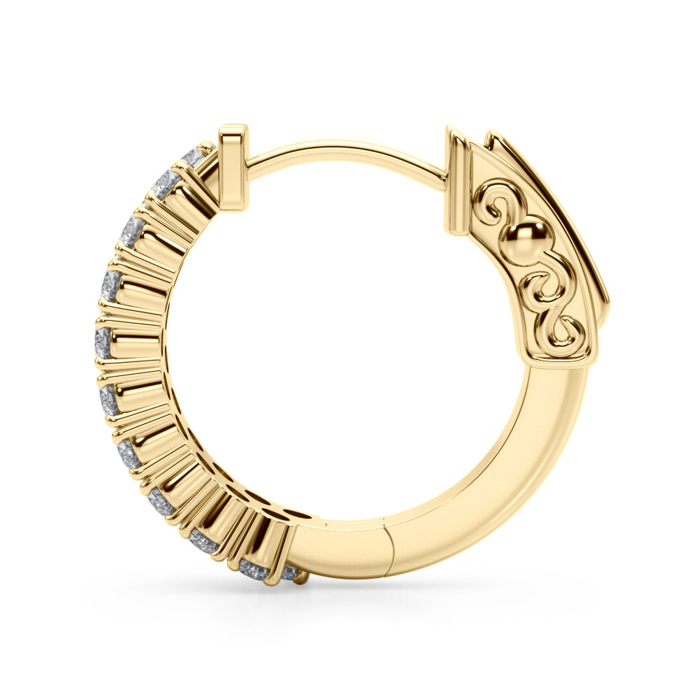 0.75 carat Round Diamond 2 -Row Huggie Hoop earrings set in 14K Gold - simonbjewels.co
