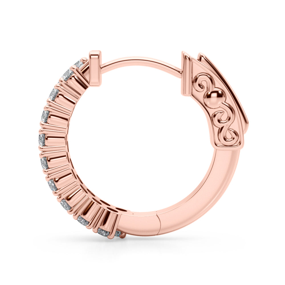 0.75 carat Round Diamond 2 -Row Huggie Hoop earrings set in 14K Gold - simonbjewels.co
