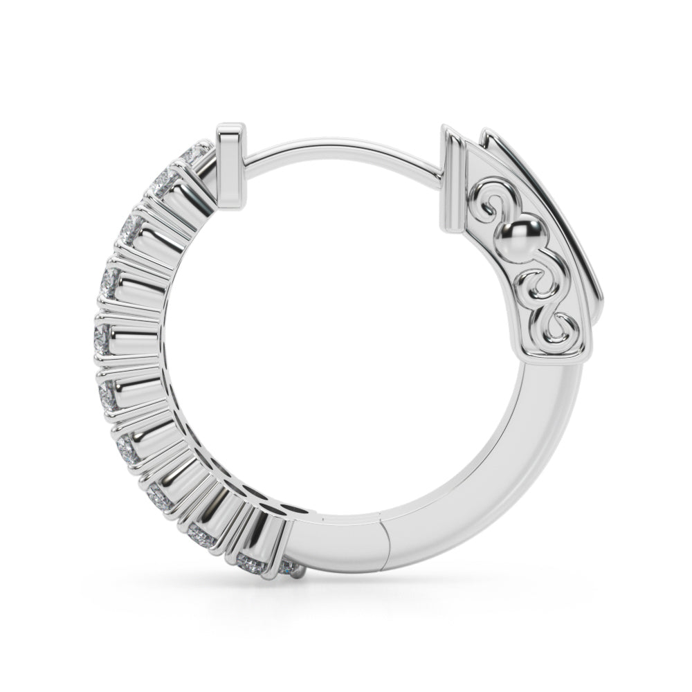 0.75 carat Round Diamond 2 -Row Huggie Hoop earrings set in 14K Gold - simonbjewels.co