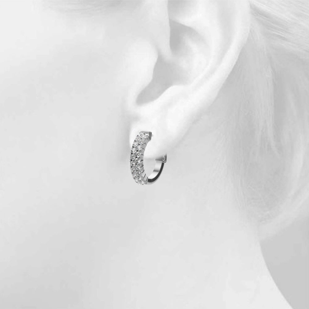 0.75 carat Round Diamond 2 -Row Huggie Hoop earrings set in 14K Gold - simonbjewels.co