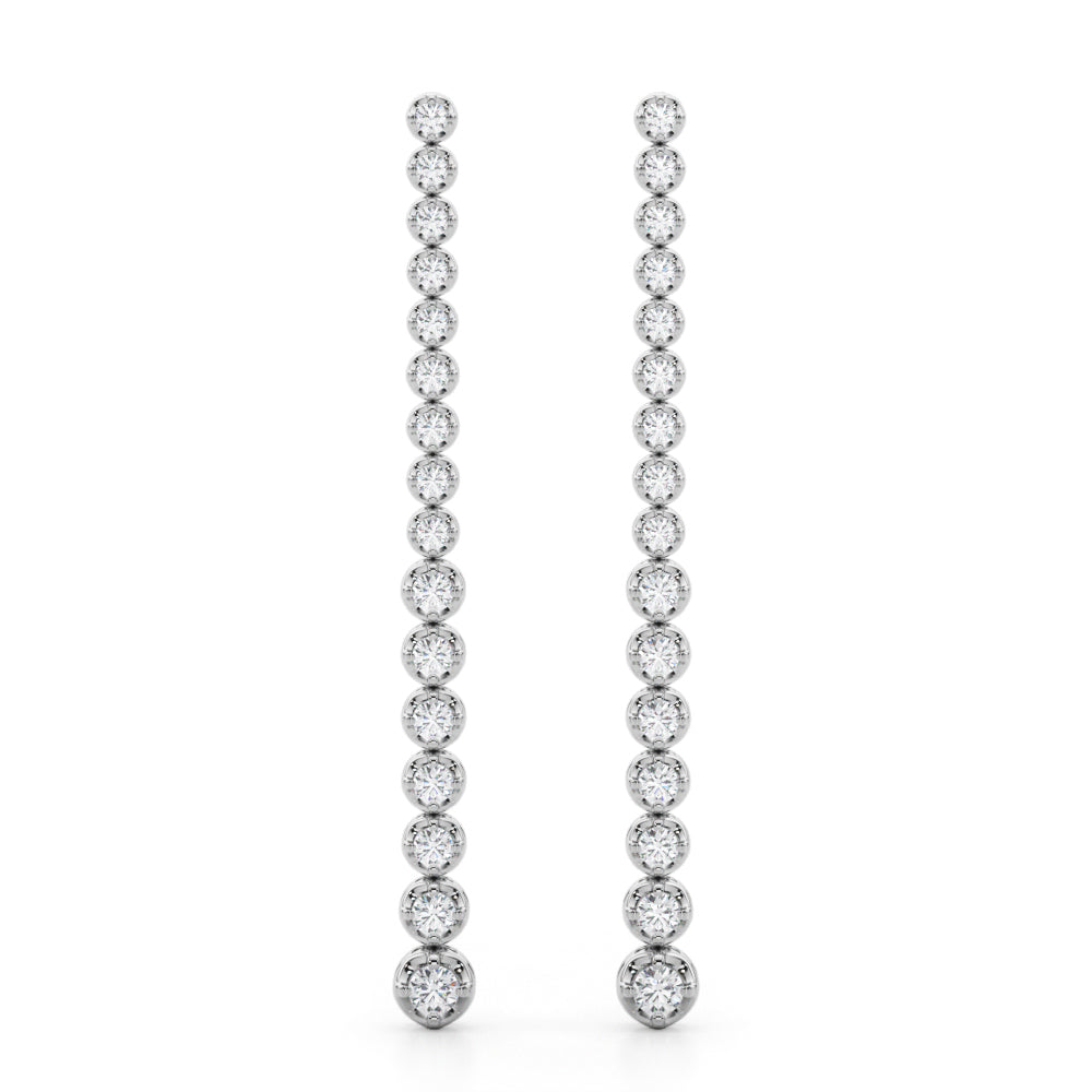 2.25 carat Round Diamond Long Tear Drop earrings set in 14K White Gold - simonbjewels.co