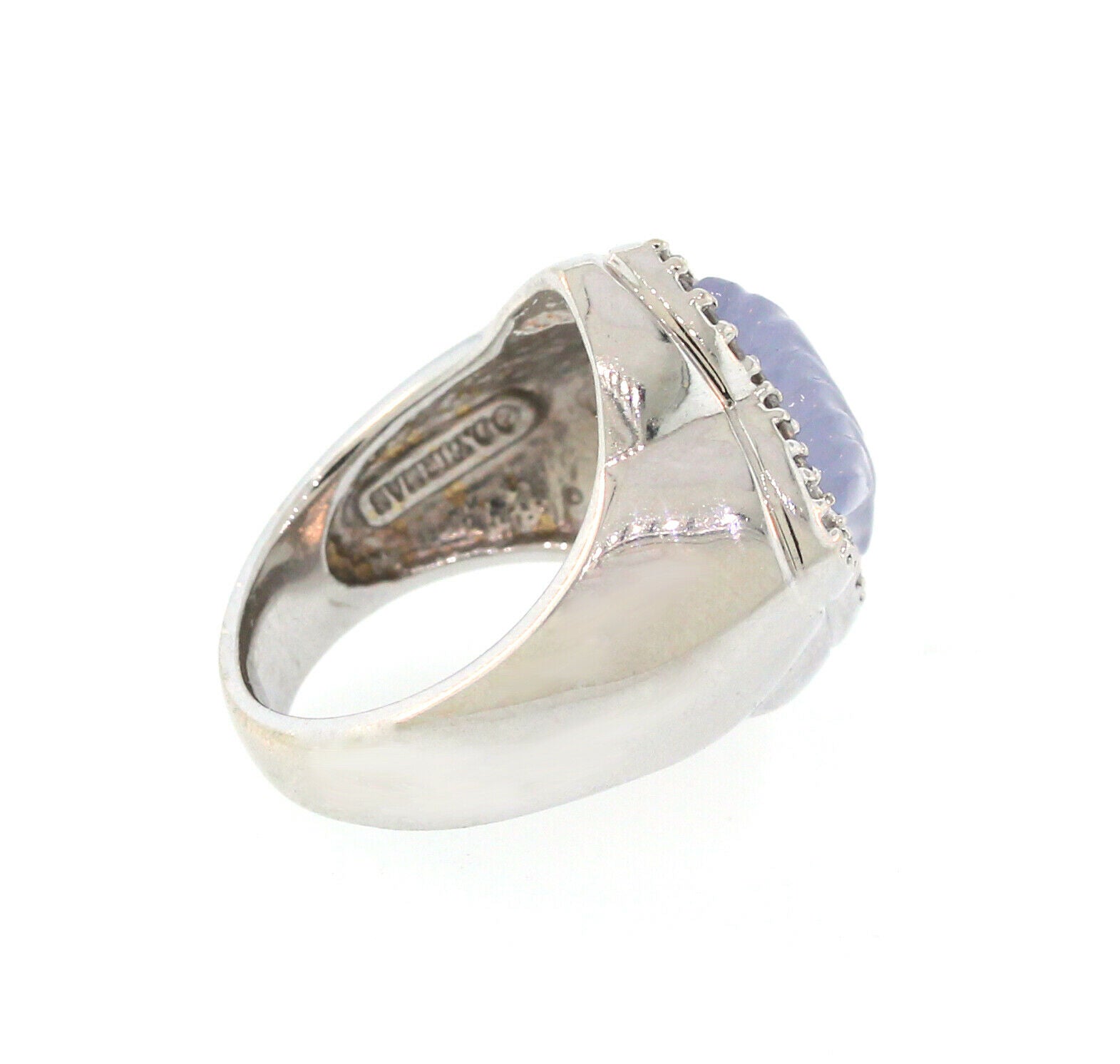 David Yurman 18K White Gold Blue Chalcedony Diamond Quatrefoil Ring Size 6 - simonbjewels.co