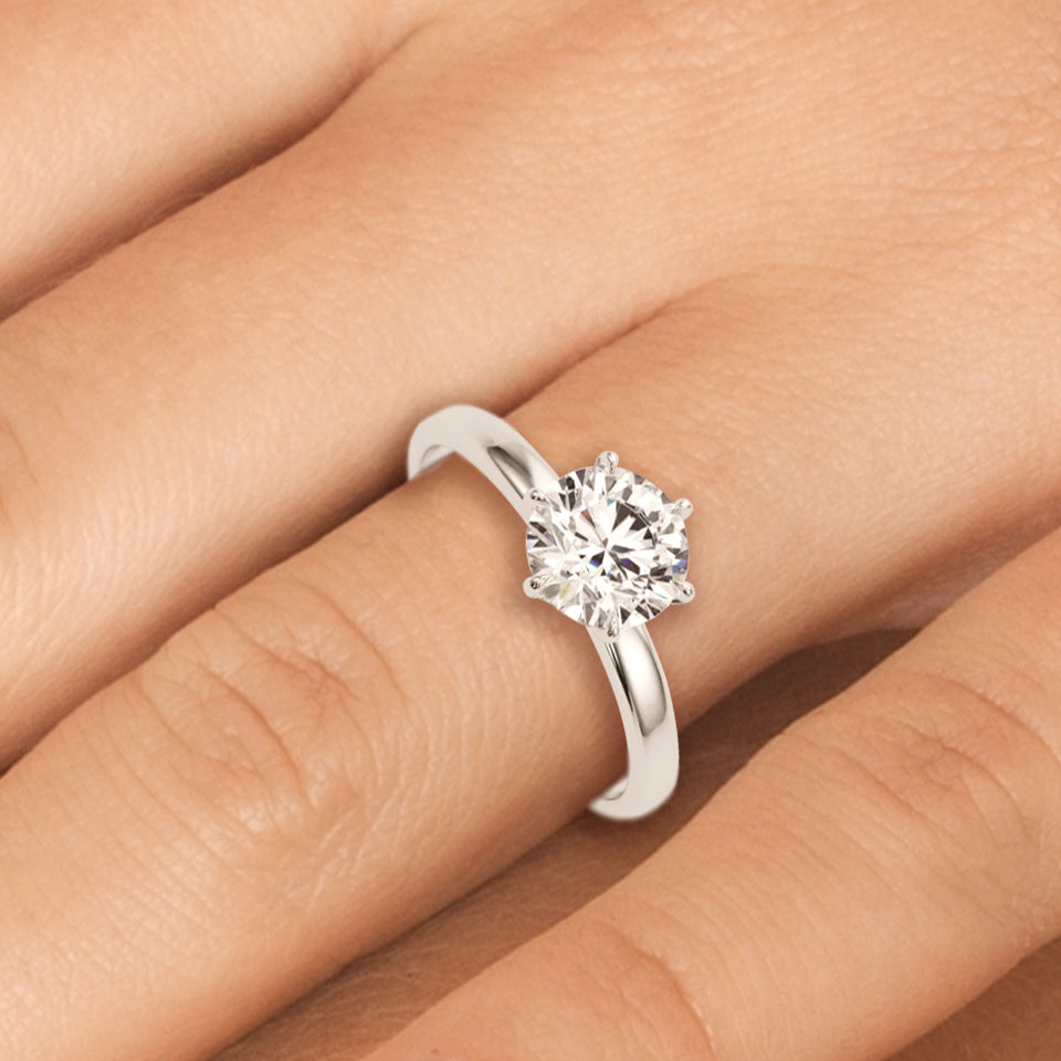 1.75ct Round cut 6-Prong Solitaire Trellis Diamond Engagement Ring Setting In 14k Gold - simonbjewels.co