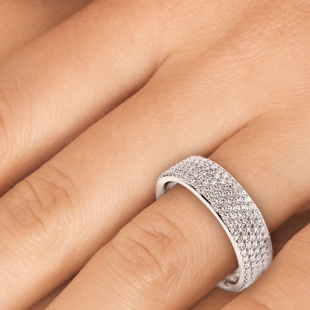 1.35 Carat F-VS Micro Pave Diamond Wedding Band Anniversary Ring set in 14k Gold - simonbjewels.co