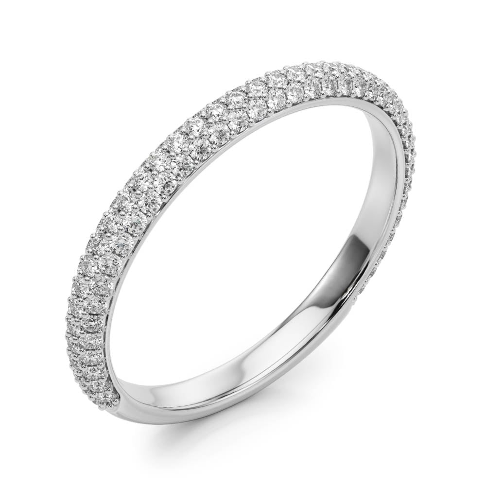 0.50 carat Round cut Micropavé  Diamond Wedding Band Anniversary Ring Set In 14k White Gold - simonbjewels.co