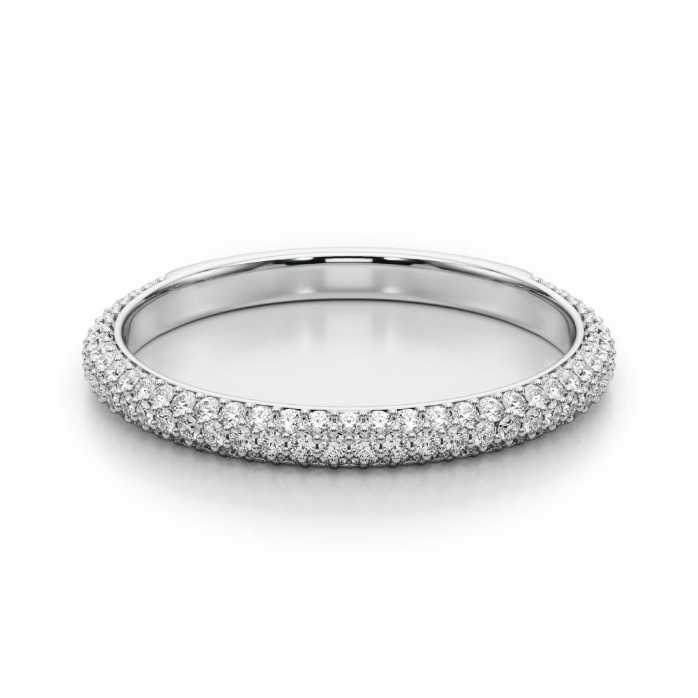 0.50 carat Round cut Micropavé  Diamond Wedding Band Anniversary Ring Set In 14k White Gold - simonbjewels.co