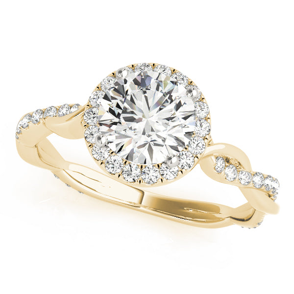 1.00 ct tw Round cut Diamond Halo Twist Engagement Ring Setting (1/3 ct tw) In 18k White Gold - simonbjewels.co
