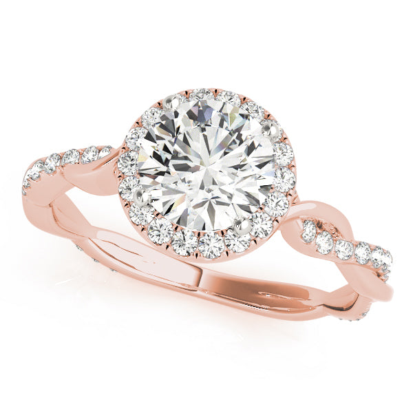 1.00 ct tw Round cut Diamond Halo Twist Engagement Ring Setting (1/3 ct tw) In 18k White Gold - simonbjewels.co