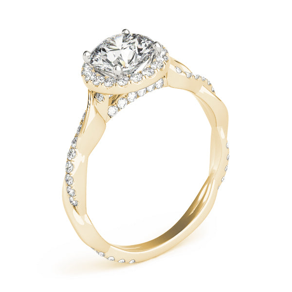 1.00 ct tw Round cut Diamond Halo Twist Engagement Ring Setting (1/3 ct tw) In 18k White Gold - simonbjewels.co