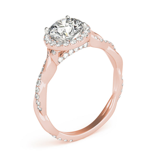 1.00 ct tw Round cut Diamond Halo Twist Engagement Ring Setting (1/3 ct tw) In 18k White Gold - simonbjewels.co