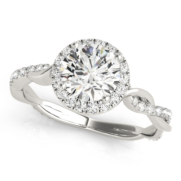 1.00 ct tw Round cut Diamond Halo Twist Engagement Ring Setting (1/3 ct tw) In 18k White Gold - simonbjewels.co