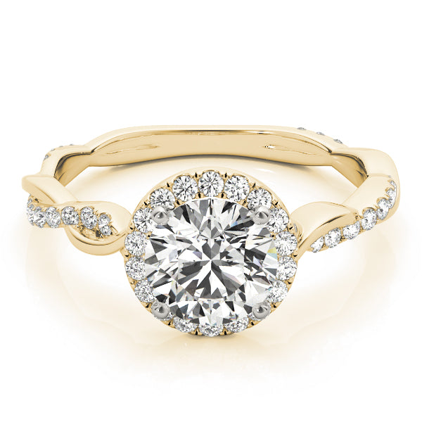 1.00 ct tw Round cut Diamond Halo Twist Engagement Ring Setting (1/3 ct tw) In 18k White Gold - simonbjewels.co