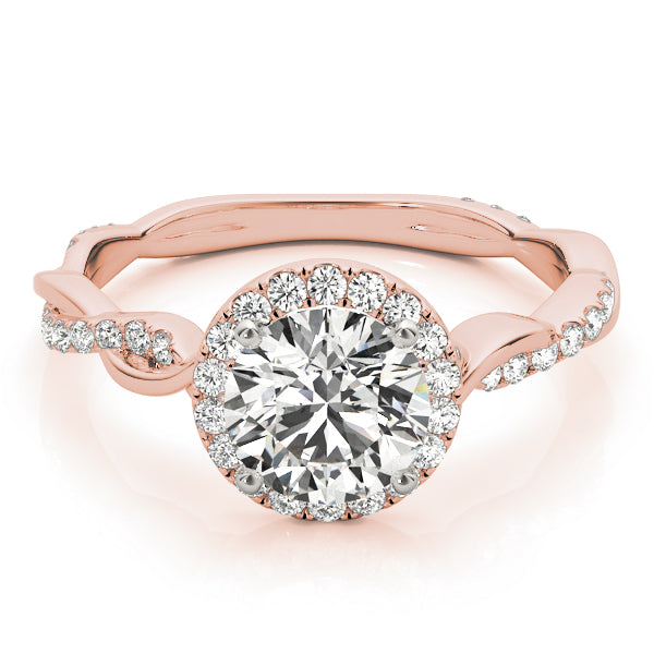 1.00 ct tw Round cut Diamond Halo Twist Engagement Ring Setting (1/3 ct tw) In 18k White Gold - simonbjewels.co