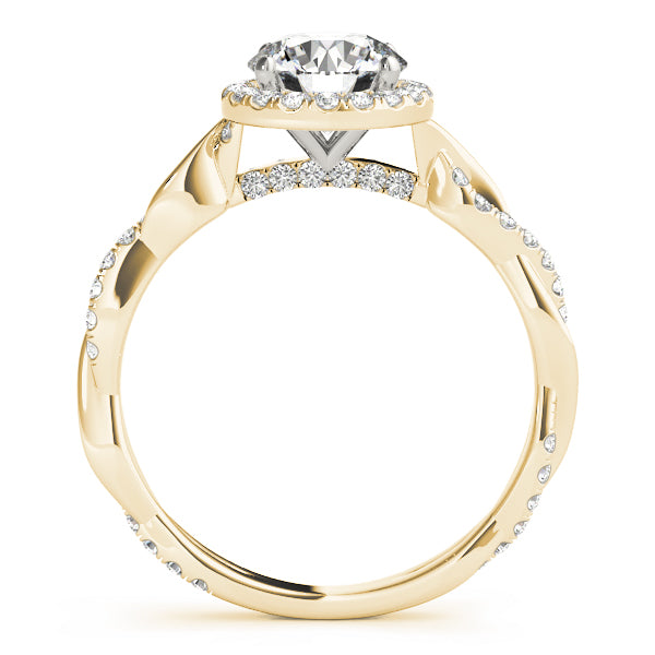 1.00 ct tw Round cut Diamond Halo Twist Engagement Ring Setting (1/3 ct tw) In 18k White Gold - simonbjewels.co