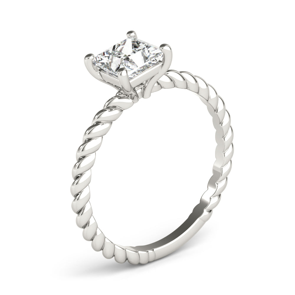 1 1/3 ct tw Princess cut Diamond Solitaire Twisted Engagement Ring Setting In 14k White Gold - simonbjewels.co