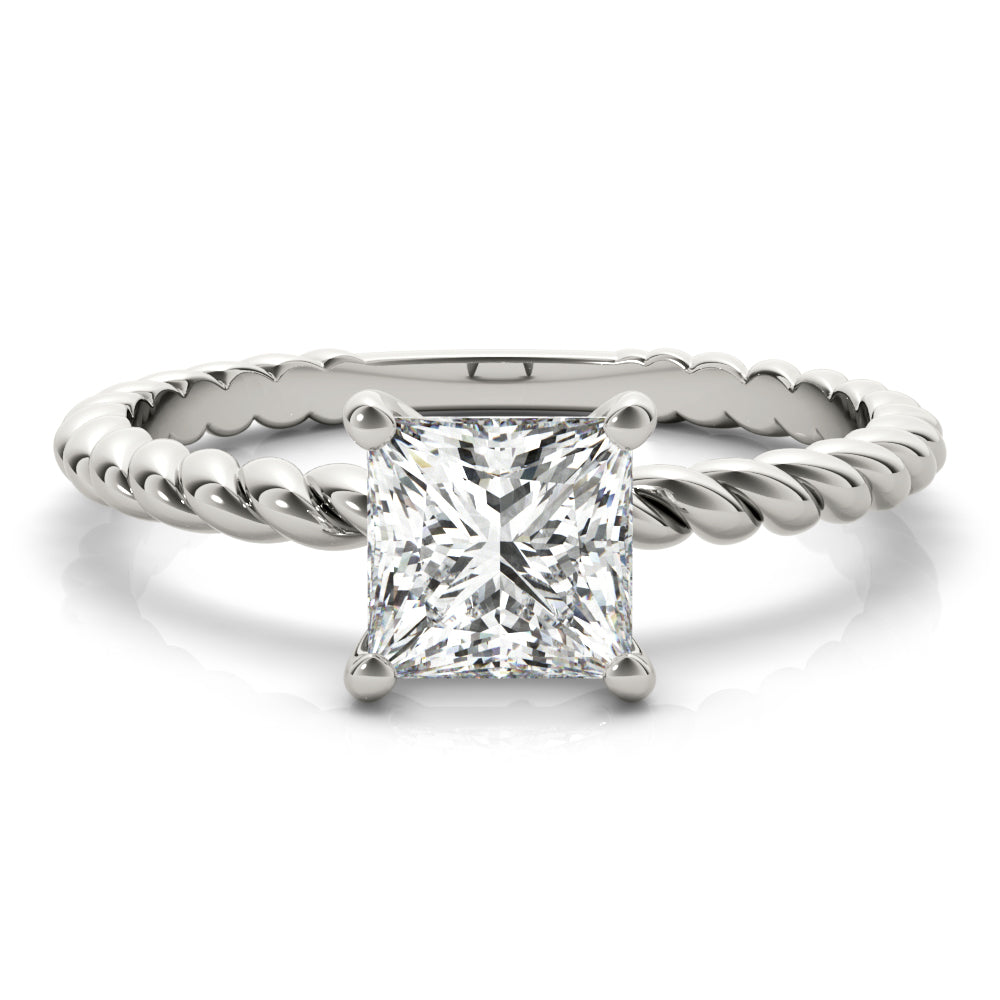 1 1/3 ct tw Princess cut Diamond Solitaire Twisted Engagement Ring Setting In 14k White Gold - simonbjewels.co