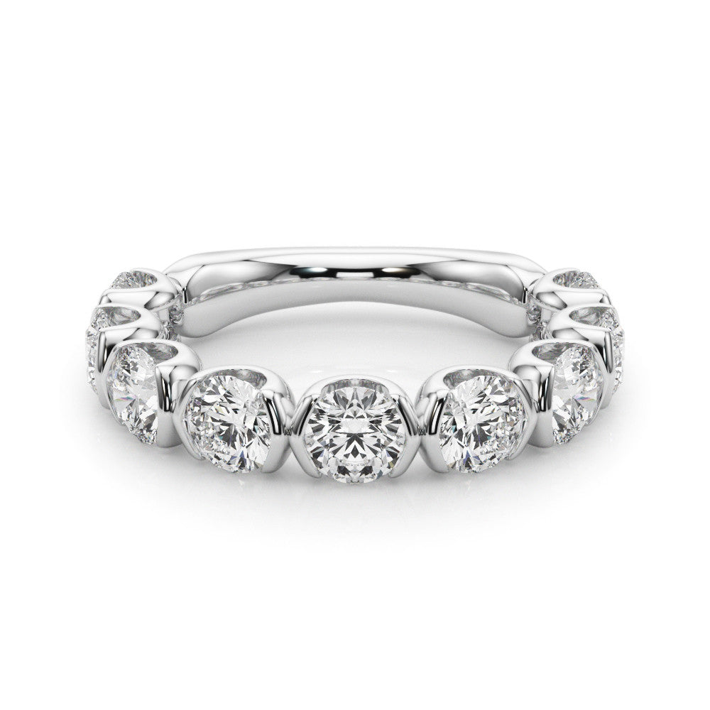 2.75 Carat Round cut 9 Stone U Prong Diamond Wedding Band Anniversary Ring Set In 14k White Gold - simonbjewels.co
